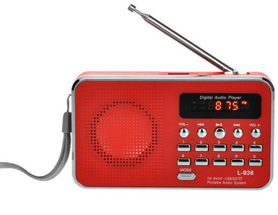 

CRETO New L-938 Digital FM Radio Music Player support USB pen drive , aux and memory card FM Radio(Red)