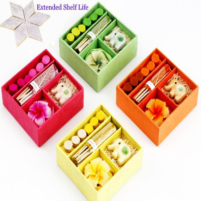 

Ghasitaram Gifts Diwali Candles Set of 4 Incense Sets with kaju Katli Combo(200 g)