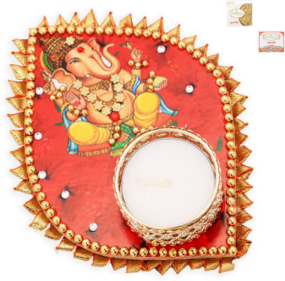 

Ghasitaram Gifts Diwali Candles-Ganesha Leaf T-Lite with 200 gms kaju Katli and 200 gms Soan Papdi Combo(3)