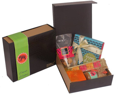 

Zoroy Luxury Chocolate Diwali Leather Box with jam, dryfruits, candle and Chocolates Combo(1)