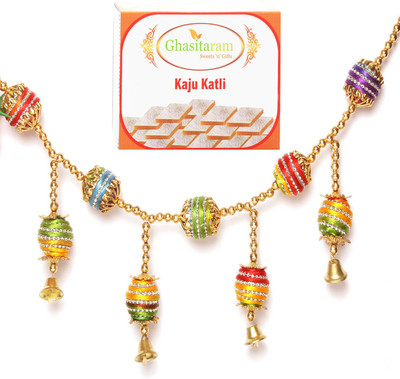 

Ghasitaram Gifts Diwali Gifts Decoration- Coloured Balls Toran with 200 gms Kaju Katli Combo(2)