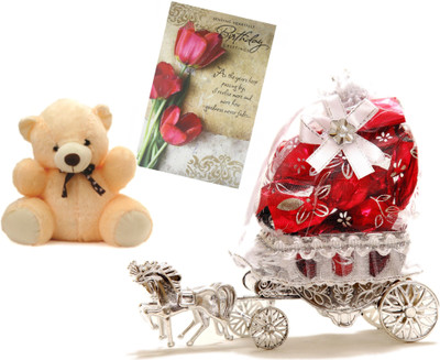 Skylofts 10pc Horse Chocolate Decoration Piece with Cute Teddy & Musical Birthday Card Combo(80)