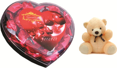 

Skylofts Chocolate Valentine's Heart Box with a cute teddy Combo(130gms)