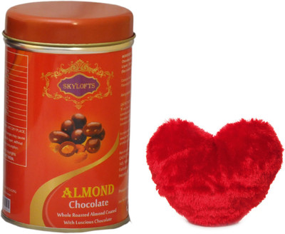 

Skylofts 100gms Almonds chocolates Tin combo with a cute heart Combo(100gms)
