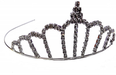 

Proplady Stone Studded Metal Princess Crown/Tiaras/Partywear Hair Accessory for Girls Hair Band, Head Band(Silver)