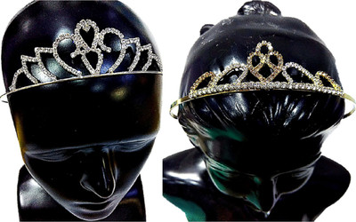

Proplady Rhinestone Princess Combo (Pack of 2) Gold & Silver Metal Crown Hairbands/Tiara Bands/Party Hair Accessories for Girls & Women Hair Band, Head Band, Hair Chain, Hair Accessory Set(Silver, Gold)
