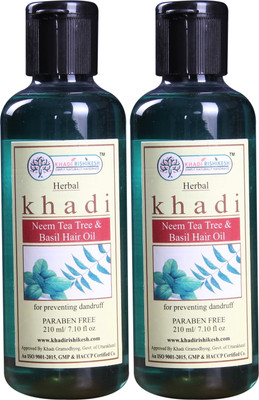 

Khadi Rishikesh Herbal Neem Teatree & Basil Pack of 2 Each - Hair Oil(210 ml)