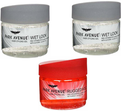 

Park Avenue Hair Gel, 1 Rugged Hold + 2 Wet Look 300g x 3 Pack Of 3 Gel(900 g)
