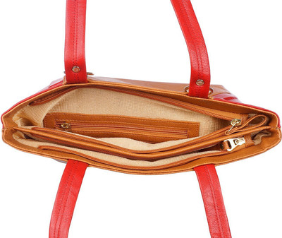 

Leather Land Shoulder Bag(Tan, Red), Red;tan