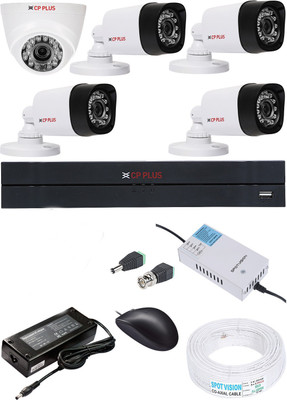 CP PLUS CP-PLUES 8CH DVR CP-UVR-0801E1-CS 01PCS DOME CAMERA CP-USC-DA01L2-0360 01PCS BULLIT CAMERA CP-USC-TA10L2-0360 04PCS 90 METAR CABLE Security Camera(4 TB, 8 Channel)