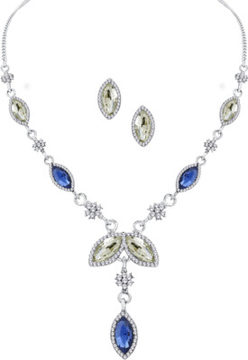 the jewelbox Brass Rhodium White Jewellery Set(Pack of 1)