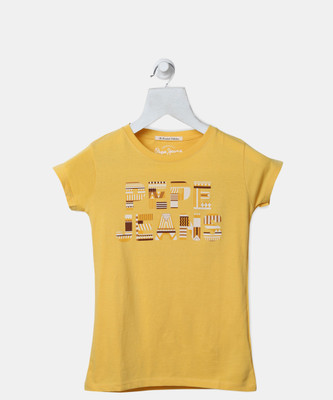 

Pepe Jeans Girls Graphic Print Cotton T Shirt(Yellow, Pack of 1