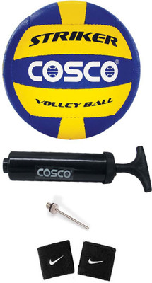 

Cosco Combo Of Volleyball ( 1 Striker : Size-4 ), ( 1 Pump ), ( 2 Band ) Volleyball Kit