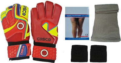 

Cosco 'Protector' (Size-Medium) Goalkeeping Gloves +One Pair Of Football Knee pad + 1 pair of wrist band (Color on availability)- Football Kit