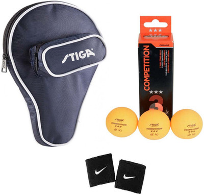 

Cosco Stiga Table Tennis Bat Cover "Training" ( Color on Availability) With Competition Table Tennis Ball ( 3 Balls ) 2 Wrist Band Table Tennis Kit