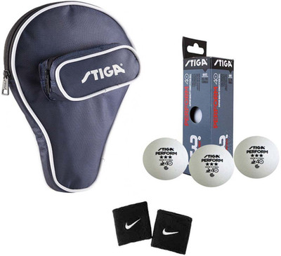 

Cosco Stiga Table Tennis Bat Cover "Training" ( Color on Availability) With Performs 40+ Table Tennis Ball ( 3 Balls ) 2 Wrist Band Table Tennis Kit
