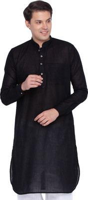 VASTRAMAY Men Solid Pathani Kurta(Black)