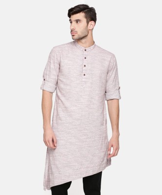 Freehand Men Checkered Trail Cut Kurta(Dark Blue)