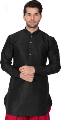VASTRAMAY Men Solid Pathani Kurta(Black)