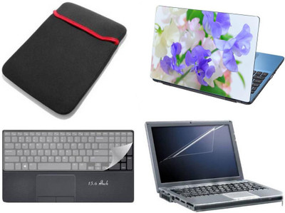 

PUNIX Flowers 4 In 1 Combo Set - Laptop Skin Sticker Decal 15.6 Inch (15X10) Combo For All 15.6 Inch Laptop Combo Set(Multicolor)