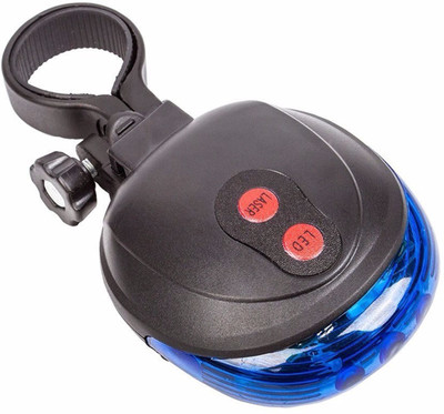 

FurMito Bicycle 5 LED+2 Laser Flashing Multimode LED Rear Break Light(Black, Blue), Blue;red
