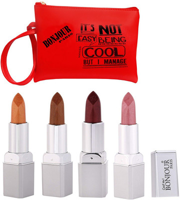 

Bonjour Paris Metallic Lipstick Combo Set of 4 |Shine|Waterproof|Premium|Glamours(Metallick Rose Gold, Metallic Tan, Metallic Coffee, Metallic Pink, 16 g)