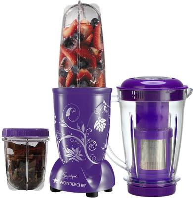 

Fashion Rokz Presents Wonderchef Nutri blend 63152588 400-Watt Blender with Juicer Attachment (Purple) 400 Juicer Mixer Grinder(Purple, 3 Jars)