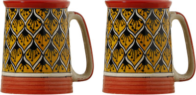 

caffeine Orange Morocco Ceramic Mug(500 ml, Pack of 2), Multicolor
