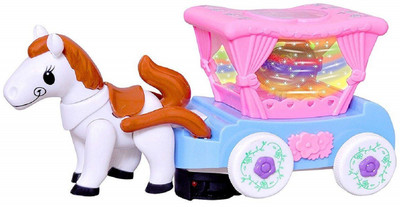 

CREATIVEVILLA FLASHING HORSE CARRIAGE MUSICAL TOY WITH ROTATING LIGHT(Multicolor)
