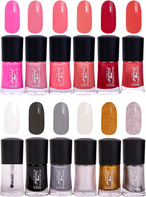 SMC FASHION BAR Gel Based Popular Nail Paint Combo Multicolor(Pack of 12)