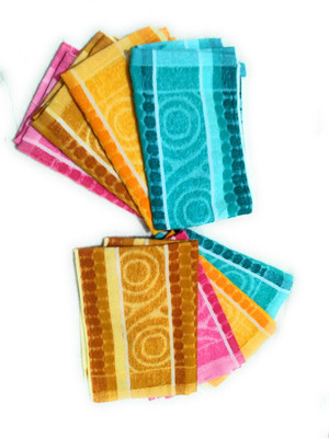 Cotton colors Cotton 325 GSM Hand Towel Set(Pack of 8)