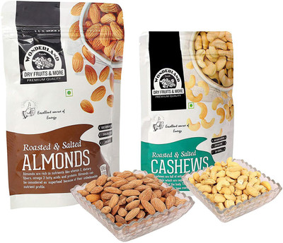 

Wonderland Roasted Salted Almonds & Cashew Combo Pack of 2 (300g) Almonds, Cashews(300 g, Pouch)
