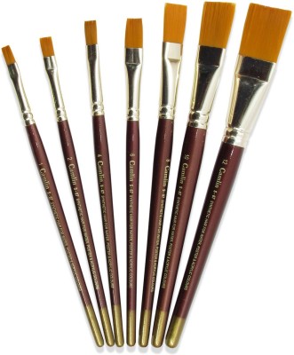 Camlin Series 67 - 7 Brushes Pack Flat Synthetic Gold(Set of 7, Brown)