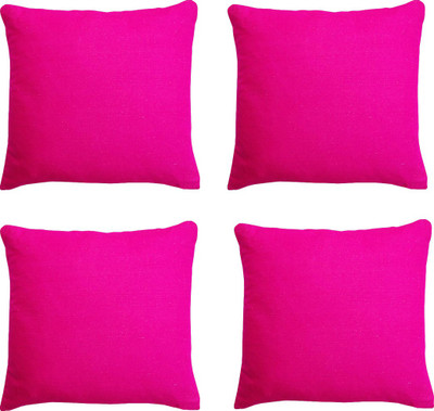 AVI Microfibre Solid Cushion Pack of 4(Pink)