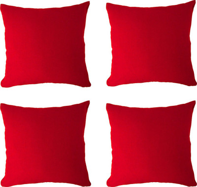 AVI Microfibre Solid Cushion Pack of 4(Red)