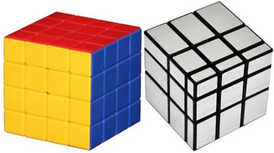 

SANJARY high speed set of 2 cubes mirror silver and 4x4x4 magic cube stricerless (multi-colour)(2 Pieces)