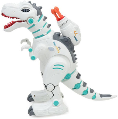 

TOYGALAXY Latest fire breathing intelligent AI capable Dinosaur with sound and led AND 360 Rotation and body movements(White)