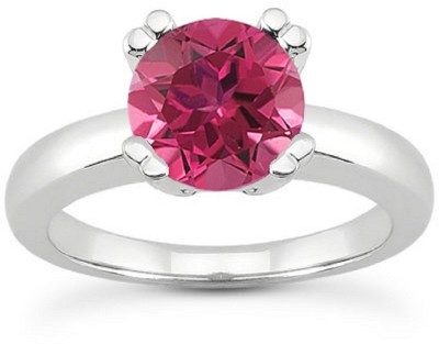 Jaipur Gemstone Pink Sapphire Ring With Natural Pink Sapphire Stone Stone Sapphire Silver Plated Ring