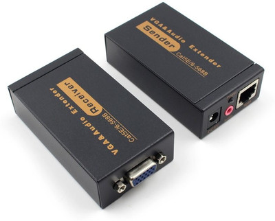 

smacc High Definition 1080P VGA Extender 100M Over Cat5e/6 Network Cable Sender Receiver Adapter for TV Porjector Monitor Media Streaming Device(Black)