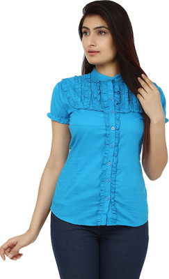 

TeeMoods Women' Solid Casual Blue Shirt