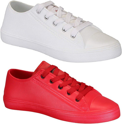 

Pexlo Pack of 2 Casual Shoes Sneakers For Men(White, Red