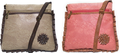 

AZED Collections Girls Casual Gold, Pink Rexine Sling Bag