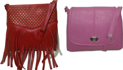 

AZED Collections Girls Casual Maroon, Pink Rexine Sling Bag