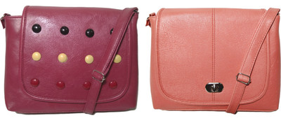 

AZED Collections Girls Casual Maroon, Orange Rexine Sling Bag