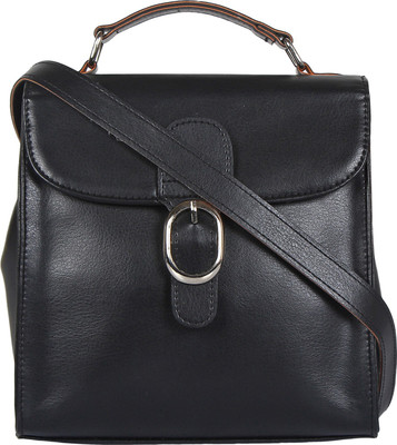 

Anekaant Women Casual Black Leatherette Sling Bag