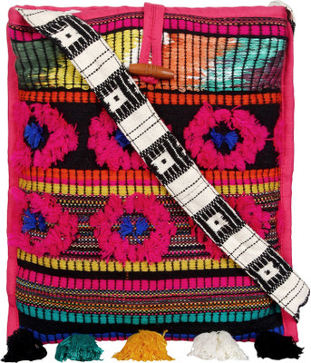 

Anekaant Women Casual Pink, Multicolor Cotton Sling Bag, Multicolor;pink