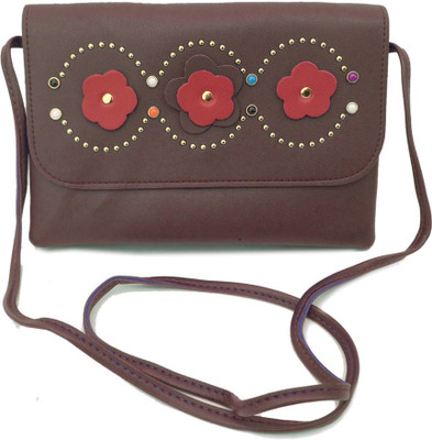 

Forever Women Casual, Evening/Party Brown, Maroon Synthetic Leather Sling Bag