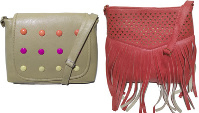 

AZED Collections Girls Casual Khaki, Red Rexine Sling Bag