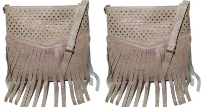 

AZED Collections Girls Casual Gold Rexine Sling Bag