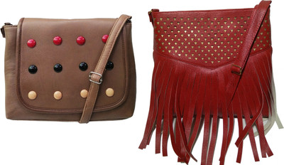 

AZED Collections Girls Casual Brown, Maroon Rexine Sling Bag